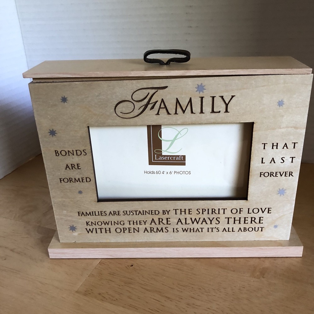 Picture Frame Natural Wood 4"x 6" Photo Holds Up to 60 By Lazercraft Family